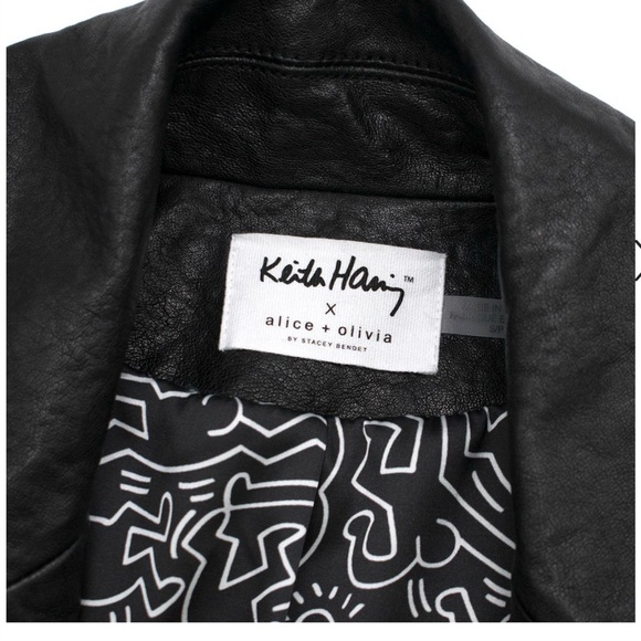 ALICE & OLIVIA x KEITH HARING CODY LEATHER JACKET SMALL RETAIL $1200 - Picture 11 of 12